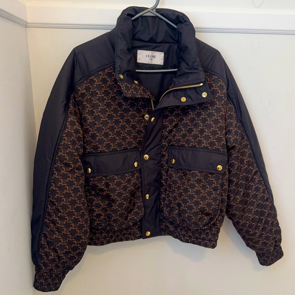 Celine Black & Brown Triomphe Puffer Jacket - Picture 1 of 14